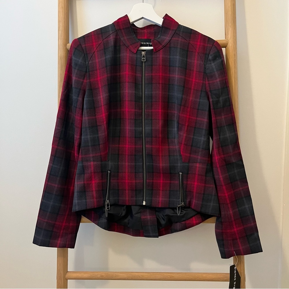 Bianca Nygard red plaid jacket